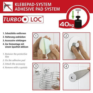 Wenko Handtuchring Turbo-Loc Edelstahl Orea Matt ohne Bohren mit Kleepad System