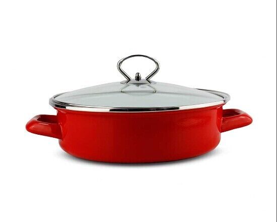 Schäfer Ø 24 x 7 cm Servierpfanne Servier-Bratpfanne Pfanne Metallic-Rot