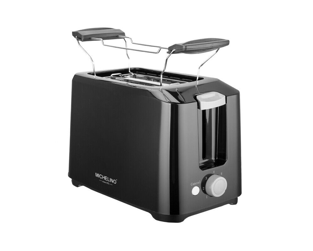 Michelino 2 Scheiben Toaster mit Brötchenaufsatz und Krümelschublade 700 Watt