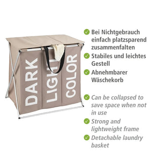 WENKO Wäschesammler Mod. Trio Top Taupe, Fassungsvermögen: 118 Liter