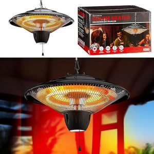 Deckenheizstrahler | Halogen Heizpilz zum hängen | Ø 42cm | 1500 Watt