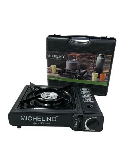 Michelino Gaskocher / Campingkocher - 1 flammig - mit Tragekoffer Schwarz