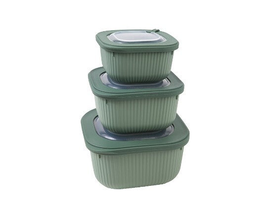 3er Vorratsdosenset 600ml 1100ml 1800ml für Mikrowelle o. Gefrierfach mit Deckel