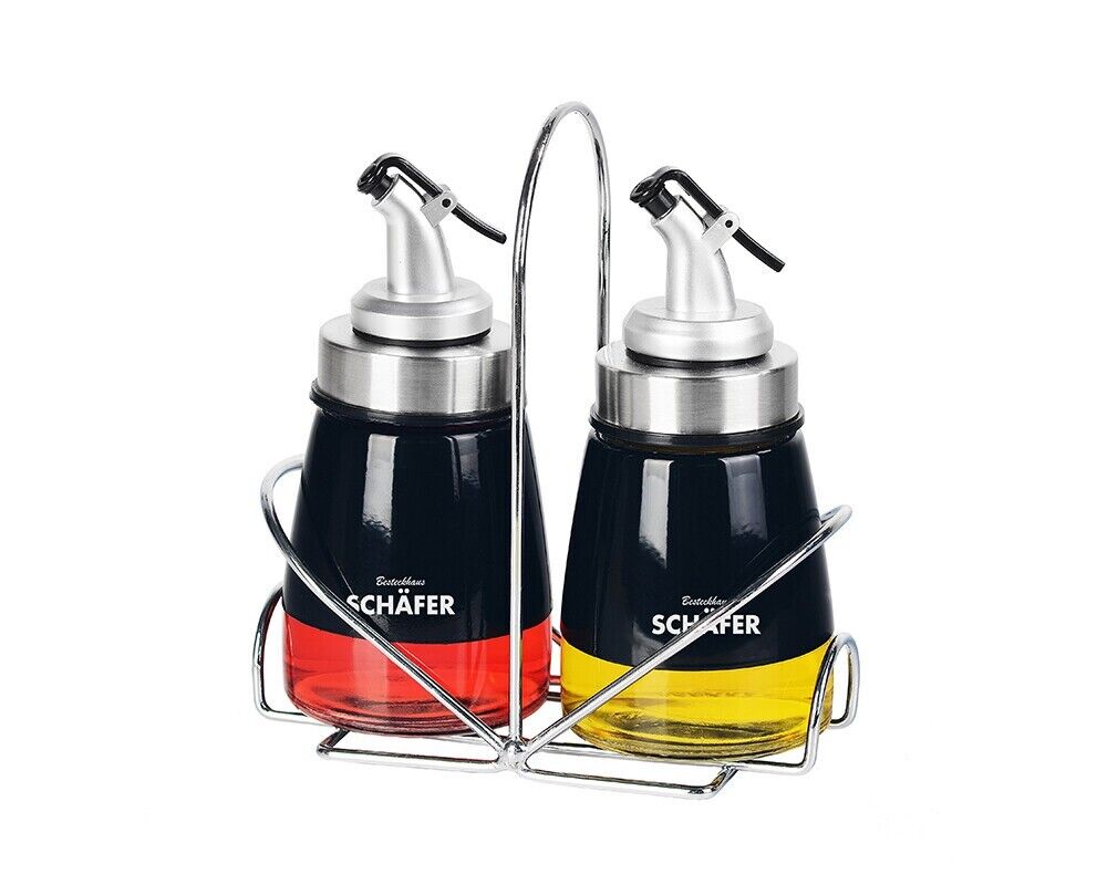 3tlg. Essig-/Öl-Menage Metallic Black Schäfer