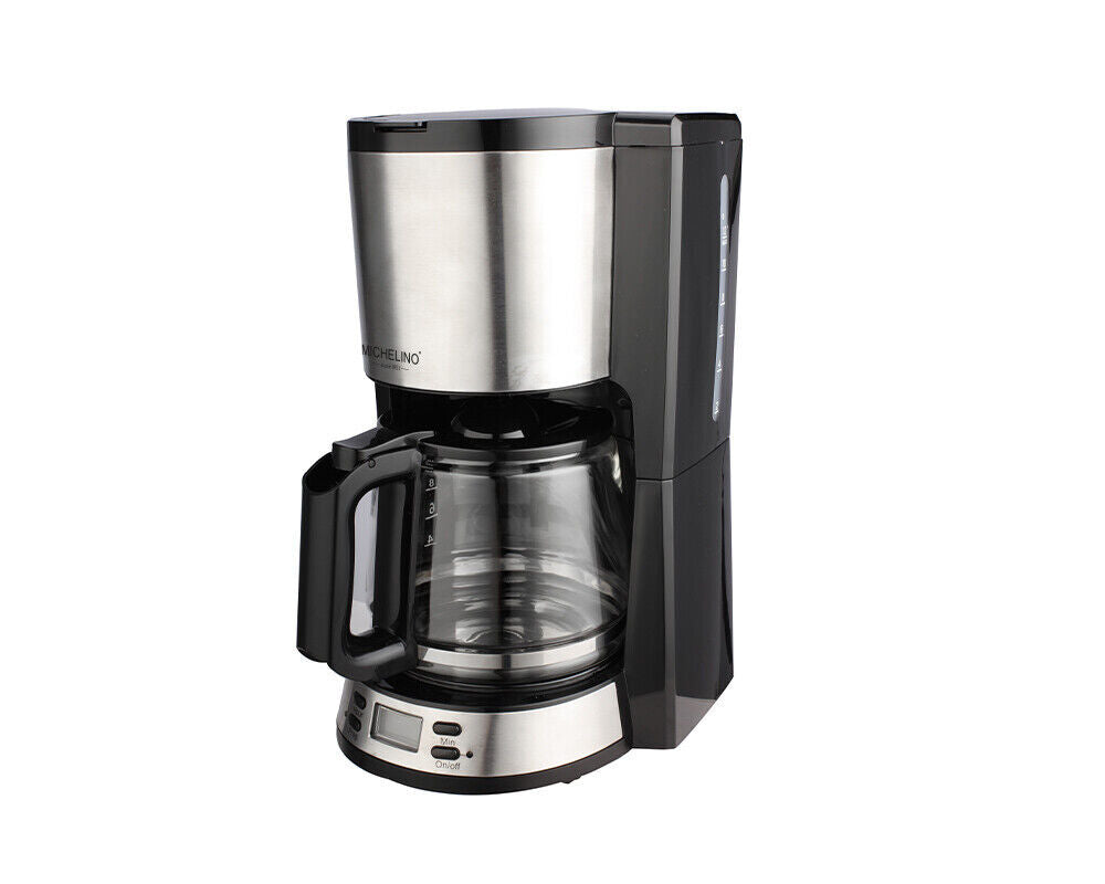 Michelino Kaffeemaschine 1,5L mit Timer Edelstahl schwarz