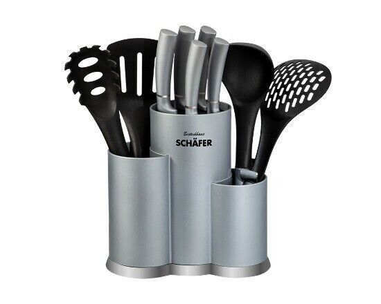 Schäfer Messerblock 10-tlg. Küchenhelfer Messerset Messer Brotmesser Metallic