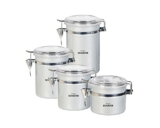 Schäfer Vorratsdosen-Set Deckel mit Sichtfenster silber metallic