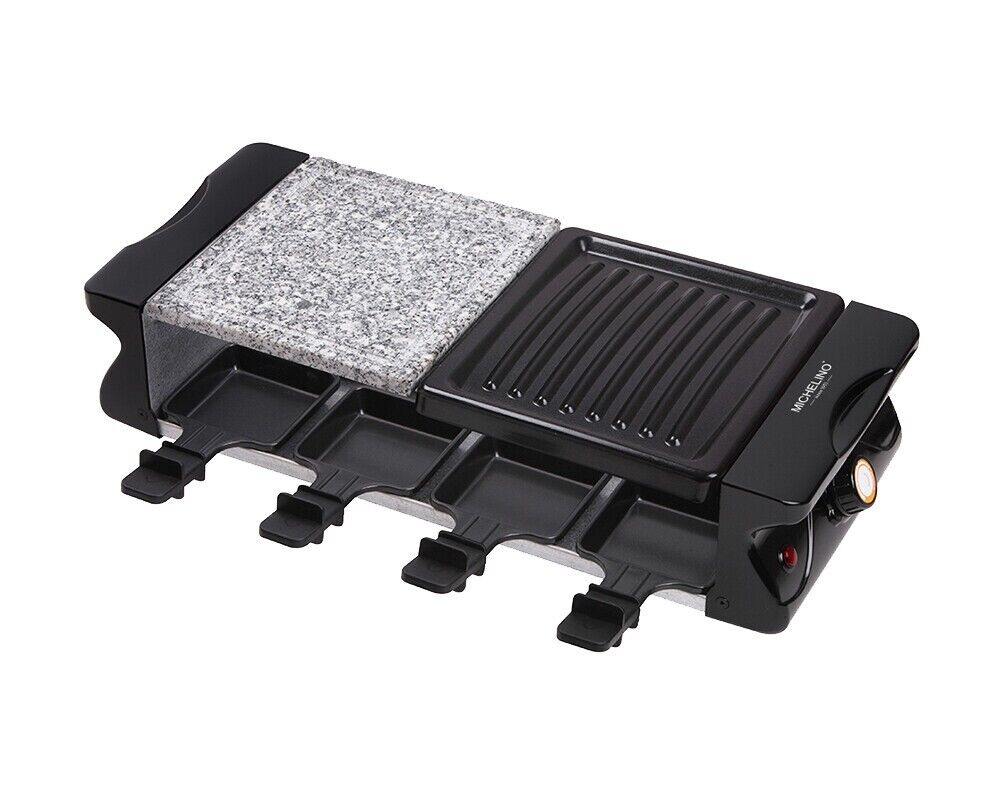 Michelino Raclette-Grill 8Personen Stein-Granitplatte 1200watt steinpl. glanz