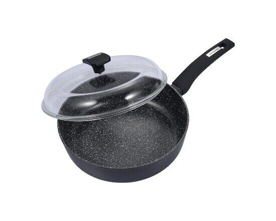 Schäfer 28 cm Bratpfanne Schmorpfanne Induktion Pfanne Gemüsepfanne Glasdeckel