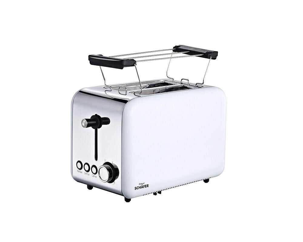 Schäfer Retro 2 Scheiben-Toaser aus Edelstahl 850 Watt, weiß