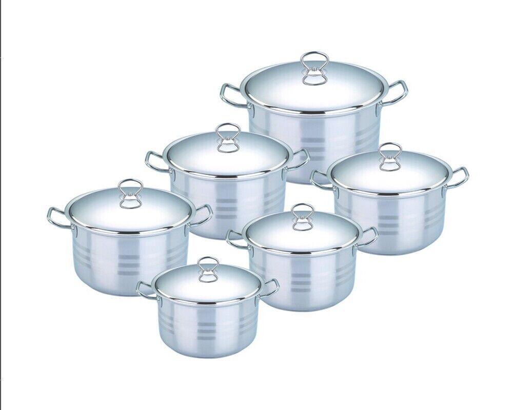 Edelstahl Topfset 12-teilig mit deckel, Induktion Kochtopf Kochgeschirr