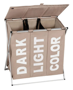 WENKO Wäschesammler Mod. Trio Top Taupe, Fassungsvermögen: 118 Liter