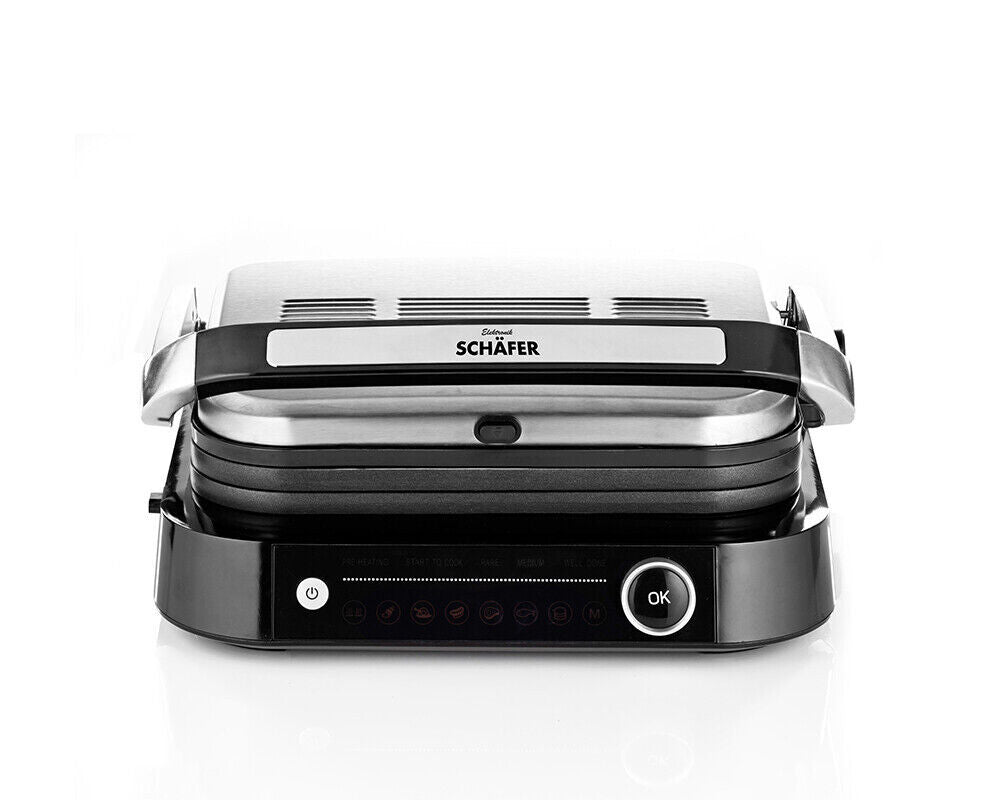 Schäfer Kontaktgrill, schwarz, 1800 W, mit Display und 7 Automatikprogrammen