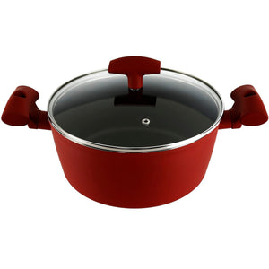 Michelino Nora Fleischtopf, rot, mit Glasdeckel, Antihaft Ø 28 cm