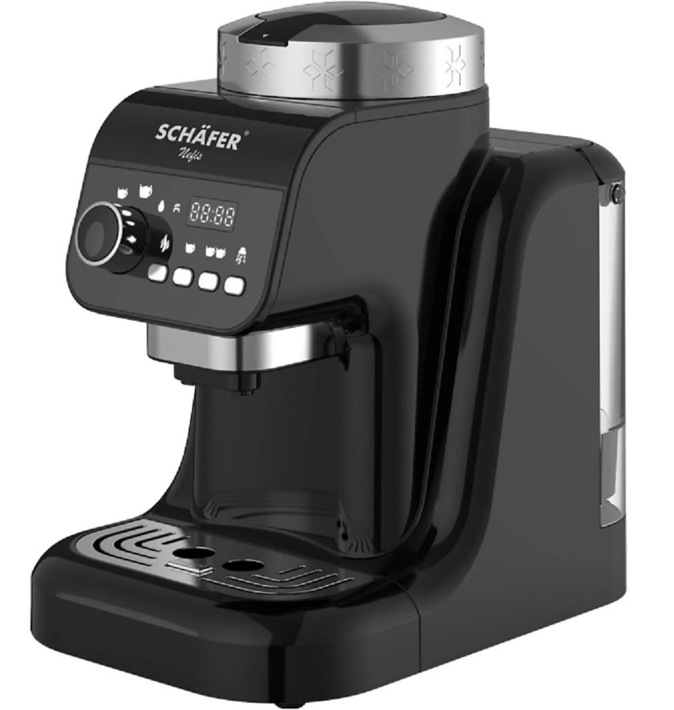 Schäfer Türkische Kaffeemaschine 700 W Schwarz/Silber mit 1 L Wassertank und Digitaldisplay