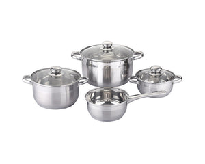 MICHELINO DENVER Edelstahl Kochtopf-Set - Silber, 7-eilig