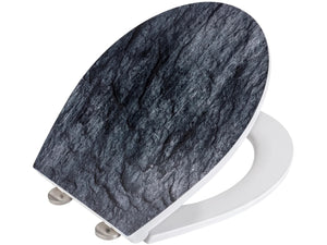 Premium WC-Sitz Mod. Slate Rock mit Relief, aus antibakteriellem Duroplast