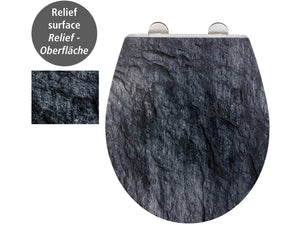 Premium WC-Sitz Mod. Slate Rock mit Relief, aus antibakteriellem Duroplast