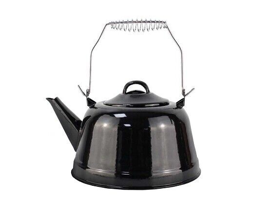 Michelino 2,4L Teekessel Camping Outdoor Stahl Emaillebeschichtung Schwarz