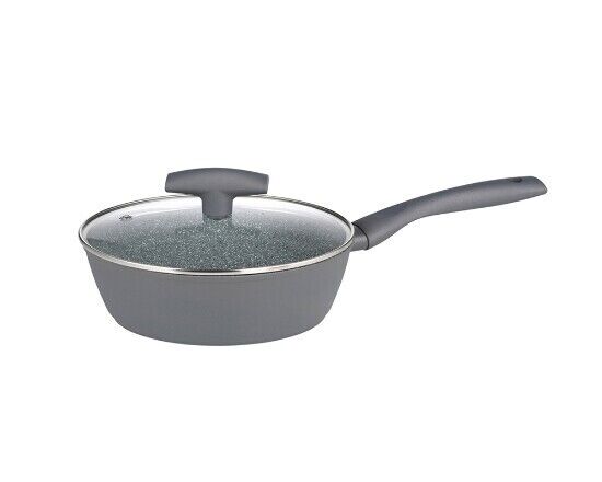 Michelino Hochrandpfanne mit Deckel Serie Nora grau 24cm Durchmesser