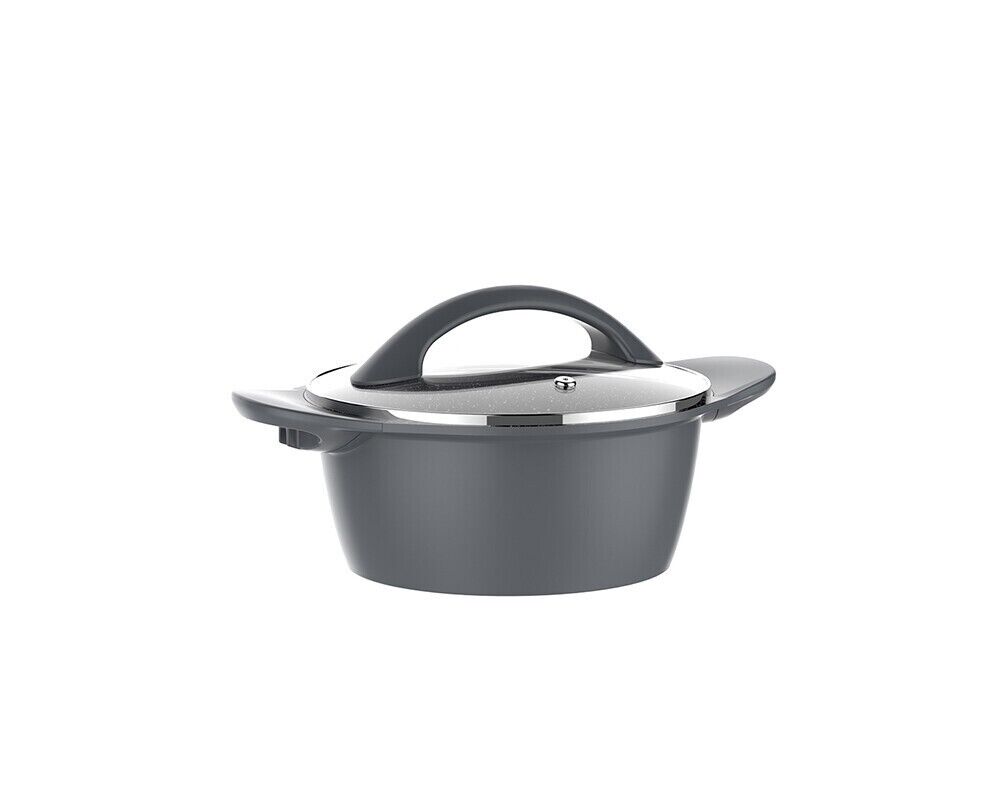 Schmortopf 16cm Kochtopf aus Aluguss mit Glas-Deckel Bräter Schmortopf Induktion