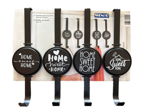 Wenko Türhaken Set 4 Haken ohne Bohren Stilvoll Gemütlich Schwarz/Weiß