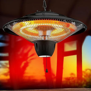 Deckenheizstrahler | Halogen Heizpilz zum hängen | Ø 42cm | 1500 Watt