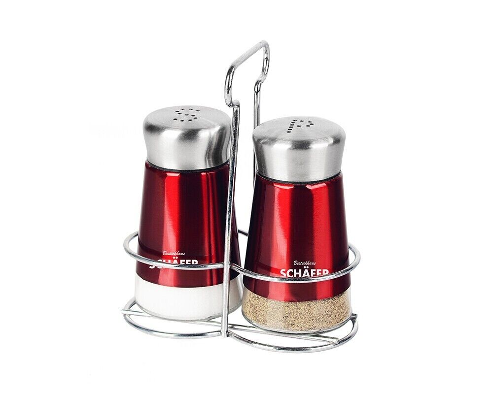 3tlg. Salz-/Pfeffer-Menage Metallic Red Schäfer