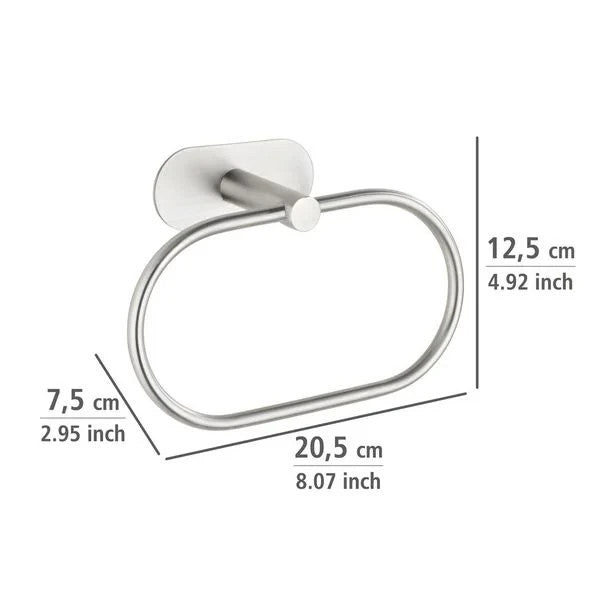 Wenko Handtuchring Turbo-Loc Edelstahl Orea Matt ohne Bohren mit Kleepad System