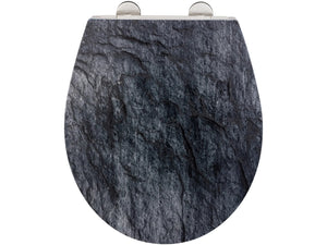 Premium WC-Sitz Mod. Slate Rock mit Relief, aus antibakteriellem Duroplast