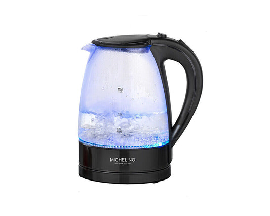 Wasserkocher 1,7 Liter mit LED-Beleuchtung aus Glas Schwarz