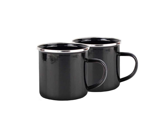 Michelino 2 Campingbecher Emaille Henkelbecher Kaffeebecher Outdoor 350ML NEU