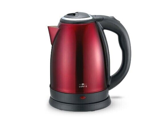 Lentz Edelstahl Wasserkocher 1800w 1,8L Schwarz/Kupfer/Rot