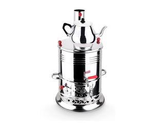 HOFFMANNS robuster Edelstahl-Holzkohlen Samowar mit Teekanne Semaver