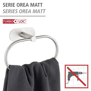 Wenko Handtuchring Turbo-Loc Edelstahl Orea Matt ohne Bohren mit Kleepad System
