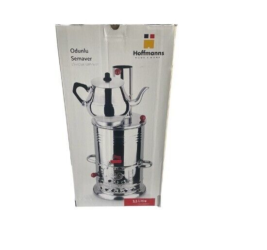 HOFFMANNS robuster Edelstahl-Holzkohlen Samowar mit Teekanne Semaver