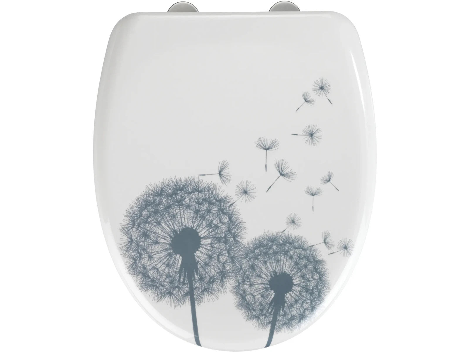 WENKO WC Sitz ASTERA Toiletten Deckel mit Absenkautomatik Duroplast Pusteblumen