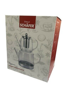 Schäfer Teekannen-Set aus Glas mit Griff und Edelstahl Filter 600 ml / 1,5 Liter