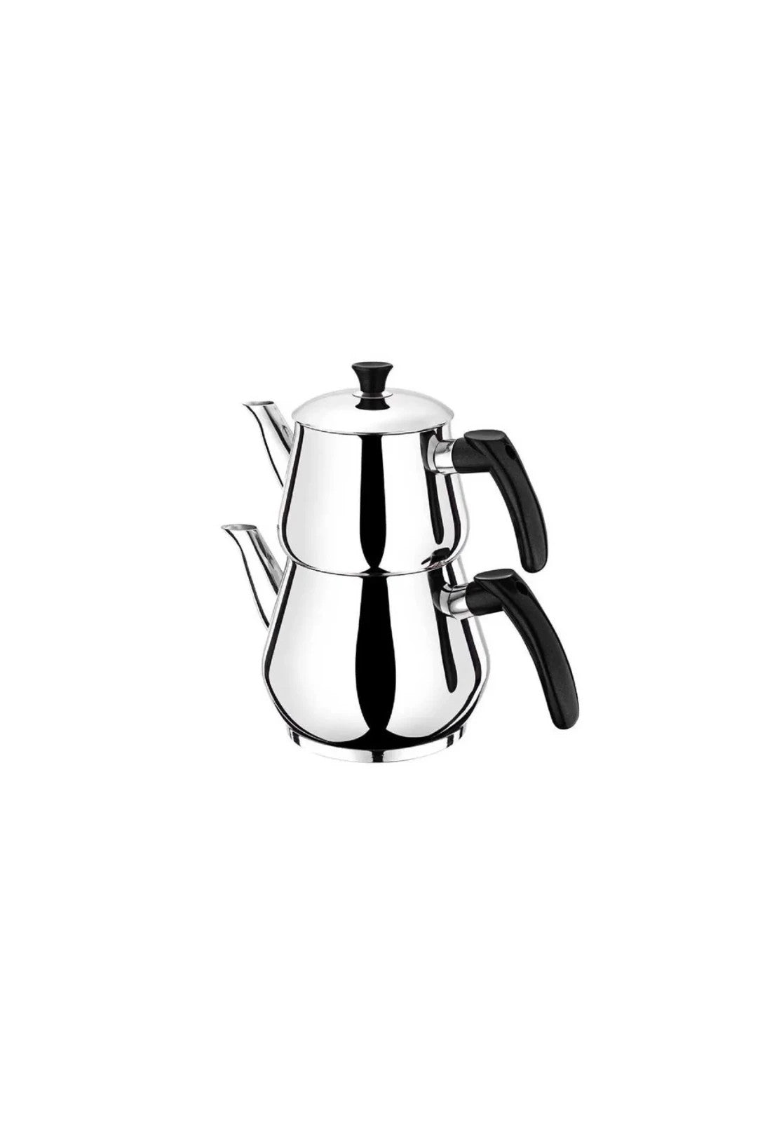 HOFFMANNS Teekanne Edelstahl Teekocher Rostfrei Schwarz Caydanlik 1,80lt/1,00Lt