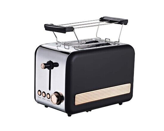 Michelino Toaster, 2-Scheiben, Edelstahl, 850 Watt, schwarz/rose-goldfarben NEU