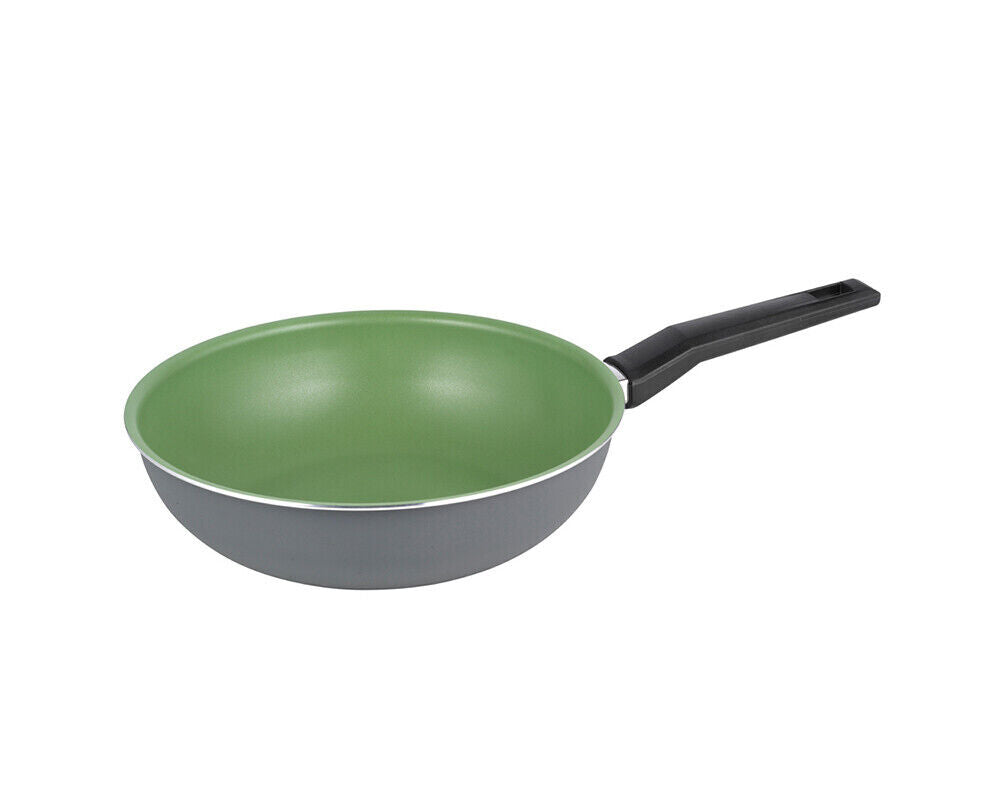 Wokpfanne Michelino Serie Lara grau/grün 24cm durchmesser