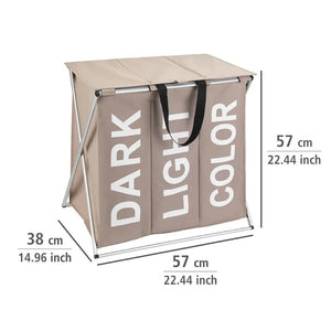 WENKO Wäschesammler Mod. Trio Top Taupe, Fassungsvermögen: 118 Liter
