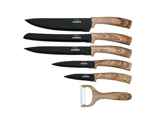 Schäfer Maple Wood Messer Messerset Sparschäler Spickmesser Kochmesser Holzoptik