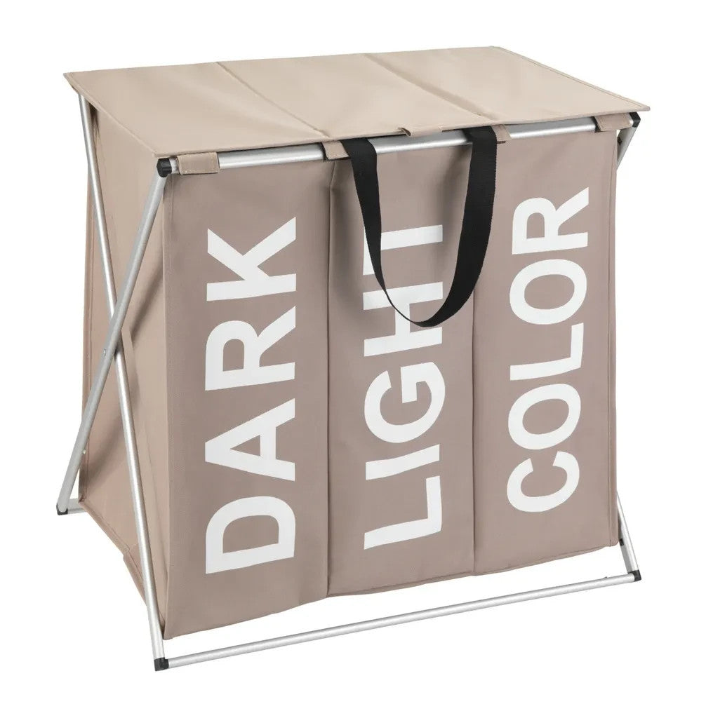 WENKO Wäschesammler Mod. Trio Top Taupe, Fassungsvermögen: 118 Liter