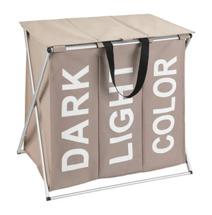 WENKO Wäschesammler Mod. Trio Top Taupe, Fassungsvermögen: 118 Liter