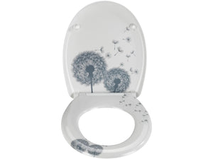 WENKO WC Sitz ASTERA Toiletten Deckel mit Absenkautomatik Duroplast Pusteblumen