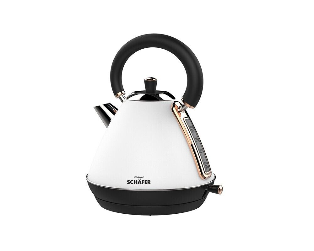 Schäfer Wasserkocher Retro 1,7 Liter weiß gold