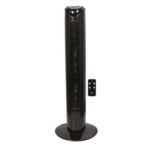 Lenz Turmventilator mit Fernbedienung und Timer Schwarz/Weiß Höhe 81 cm