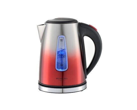 Edelstahl 1,7 L Wasserkocher LED Beleuchtung Koch-Trocken-Schutz , rot