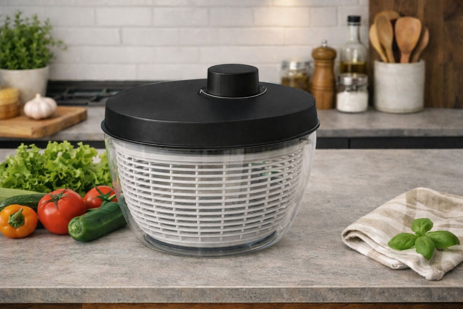Michelino Salatschleuder 5,0 Liter – mit Turbo-Mechanismus & Auto-Stopp BPA Frei